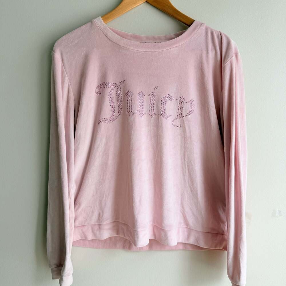 Juicy Couture Women's Pink Velour 2-Piece Sleepwear Set Rhinestone Bling Logo Si - Picture 2 of 10